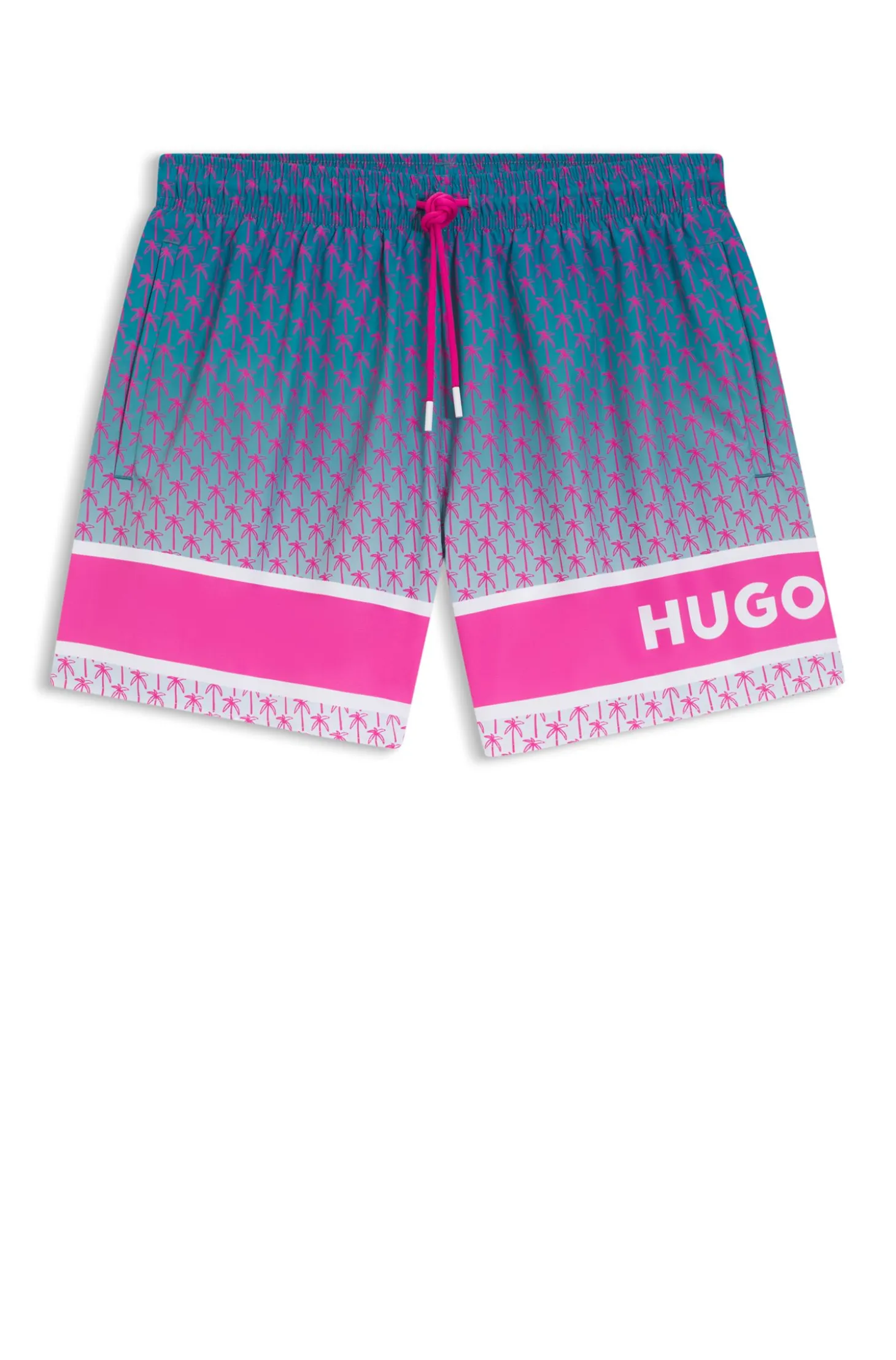 Printed swim shorts with stripe and logo