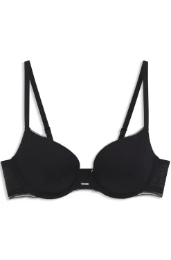 Push-up bra in microfibre with lace inserts