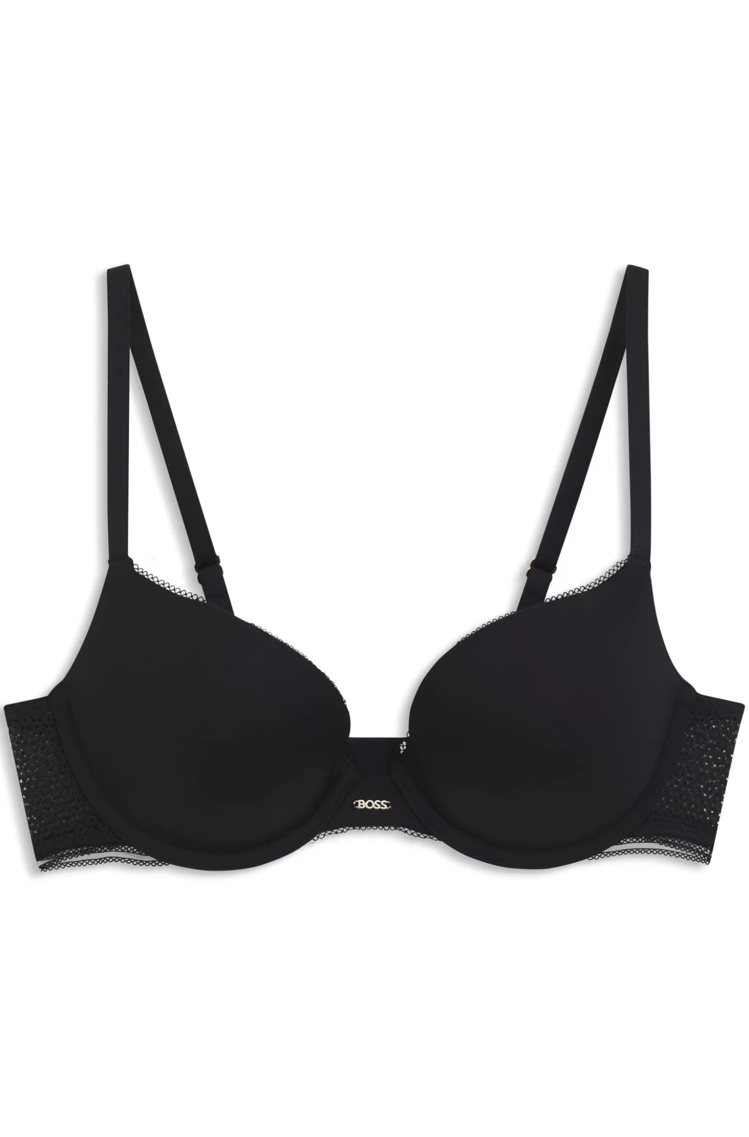 Push-up bra in microfibre with lace inserts