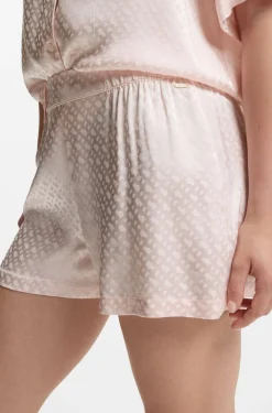Pyjama shorts in satin with monogram jacquard