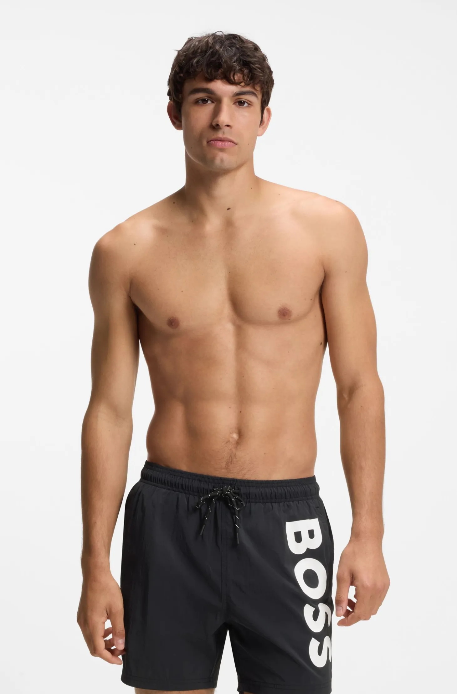 Quick-drying swim shorts with printed logo