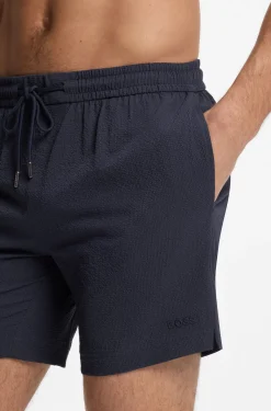Quick-dry swim shorts in stretch seersucker