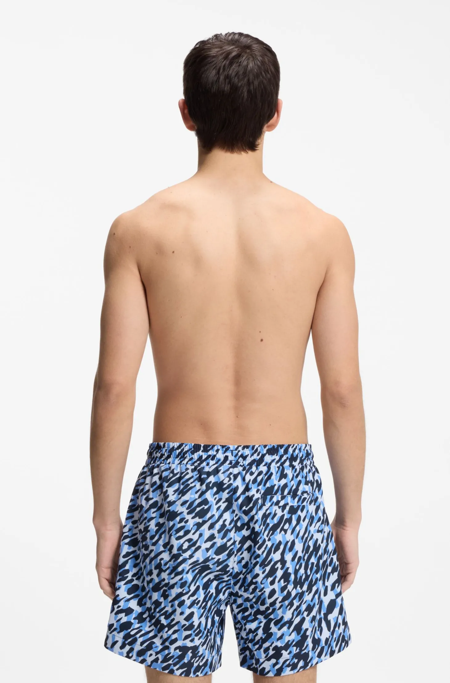 Quick-dry swim shorts with all-over print