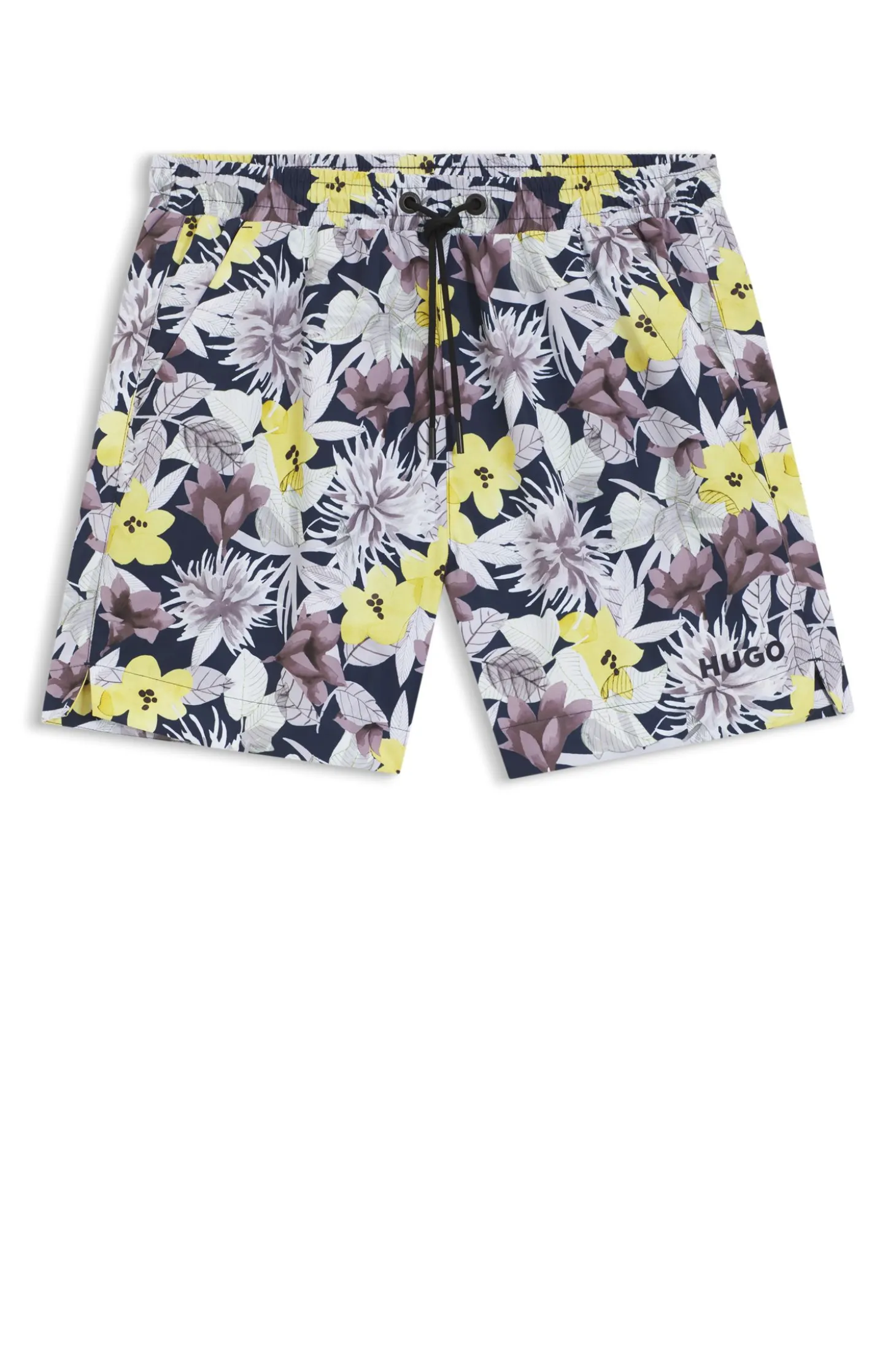 Quick-dry swim shorts with all-over print