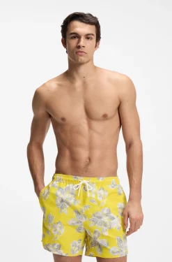 Quick-dry swim shorts with all-over print