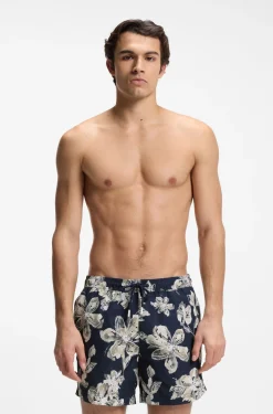 Quick-dry swim shorts with all-over print