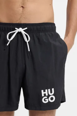Quick-dry swim shorts with printed stacked logo