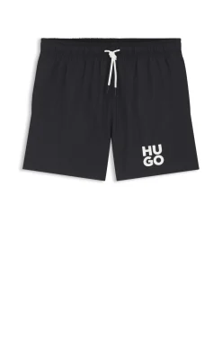 Quick-dry swim shorts with printed stacked logo