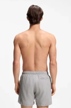Quick-dry swim shorts with printed stacked logo