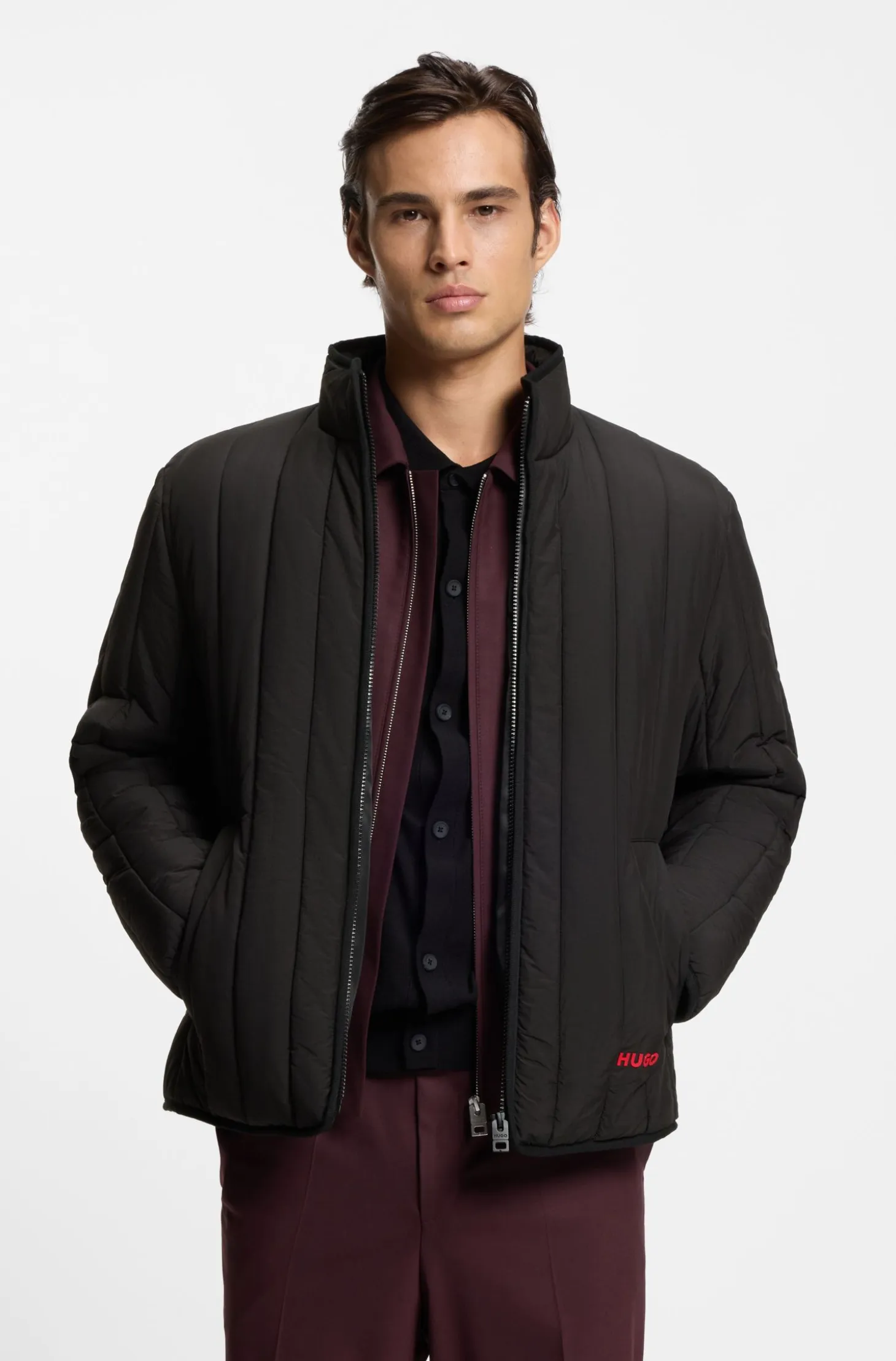 Quilted jacket with logo detail