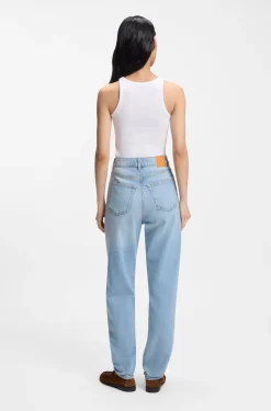 Racer-back tank top in stretch cotton
