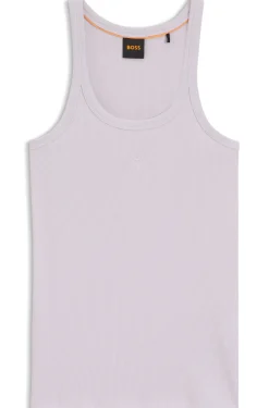Racer-back tank top in stretch cotton