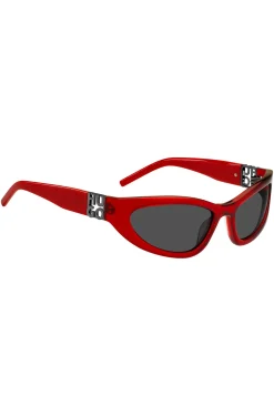 Red-acetate optical frames with 3D monogram