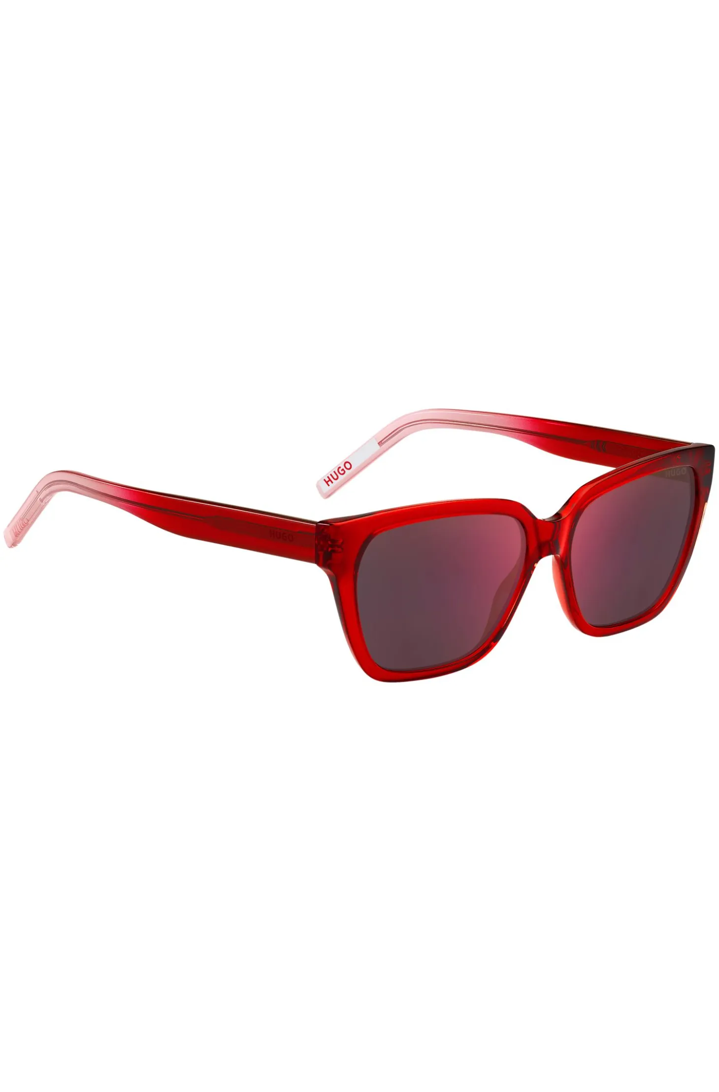 Red-acetate sunglasses with degradé temples