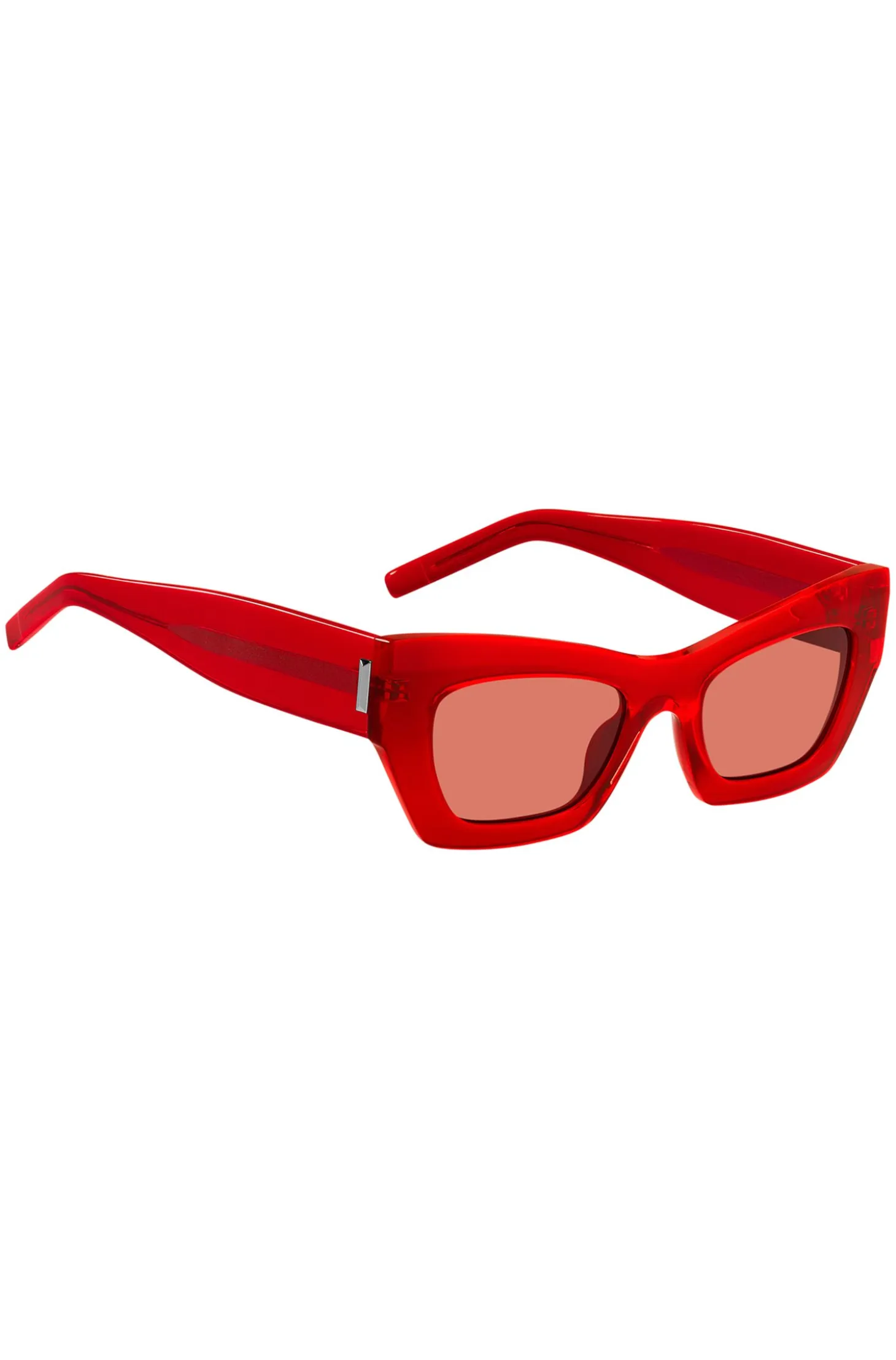 Red-acetate sunglasses with signature hardware