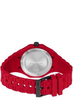 Red watch with tonal silicone strap