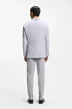 Regular-fit blazer in a herringbone cotton blend