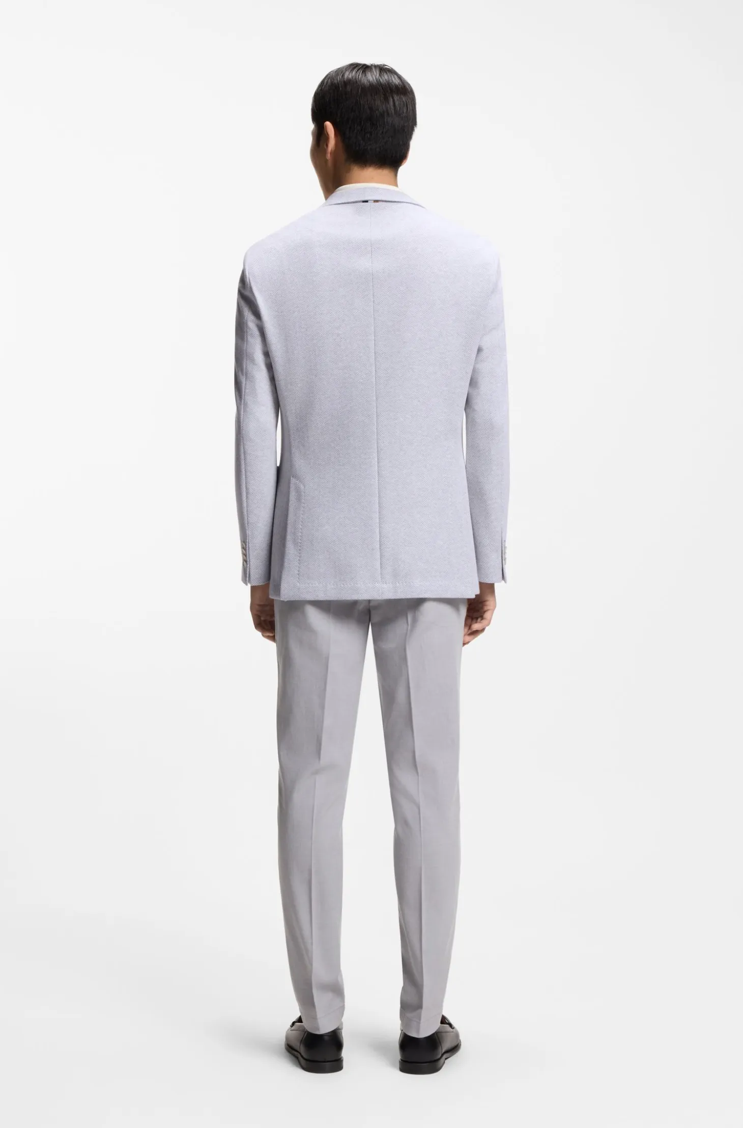 Regular-fit blazer in a herringbone cotton blend