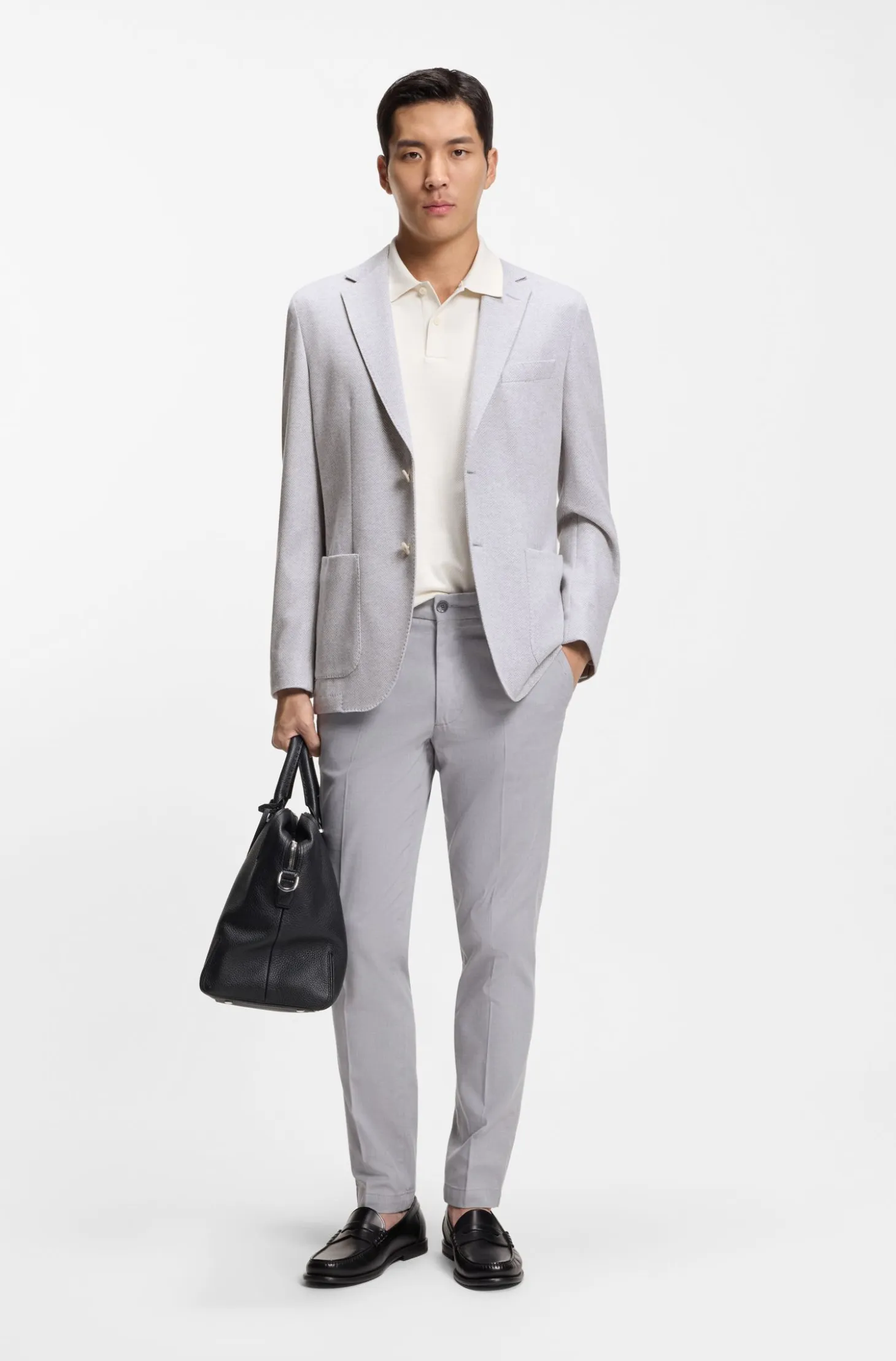 Regular-fit blazer in a herringbone cotton blend