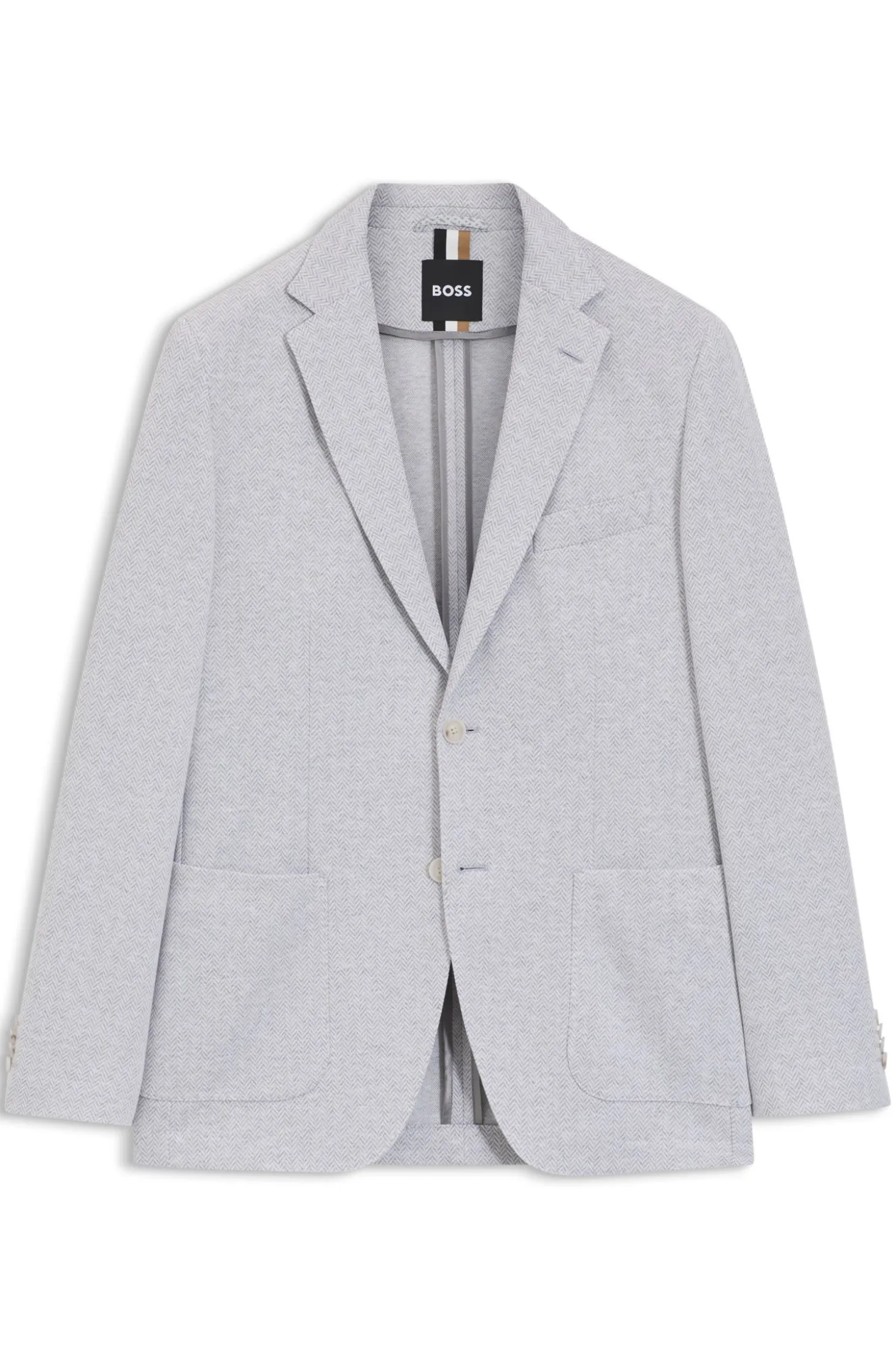 Regular-fit blazer in a herringbone cotton blend