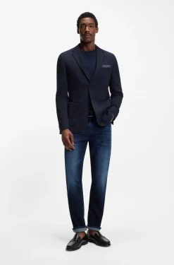 Regular-fit blazer in a herringbone cotton blend