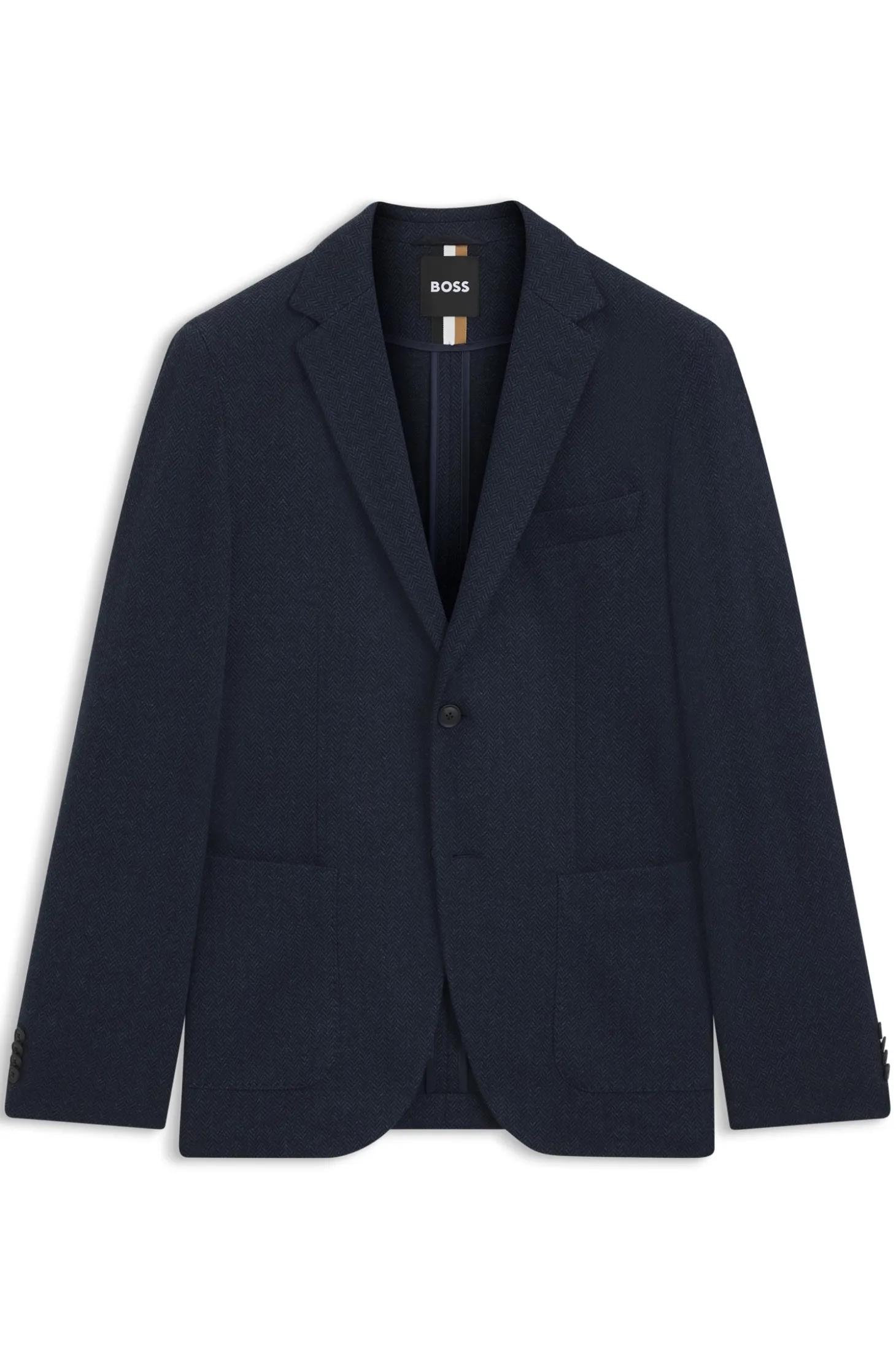 Regular-fit blazer in a herringbone cotton blend