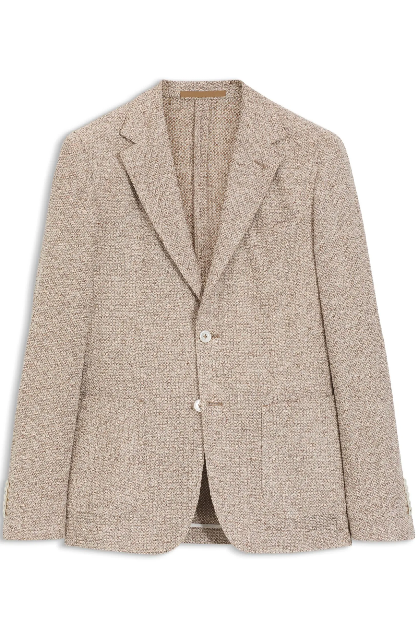 Regular-fit blazer in a patterned linen blend