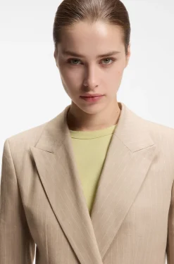 Regular-fit blazer in a pinstripe cotton blend