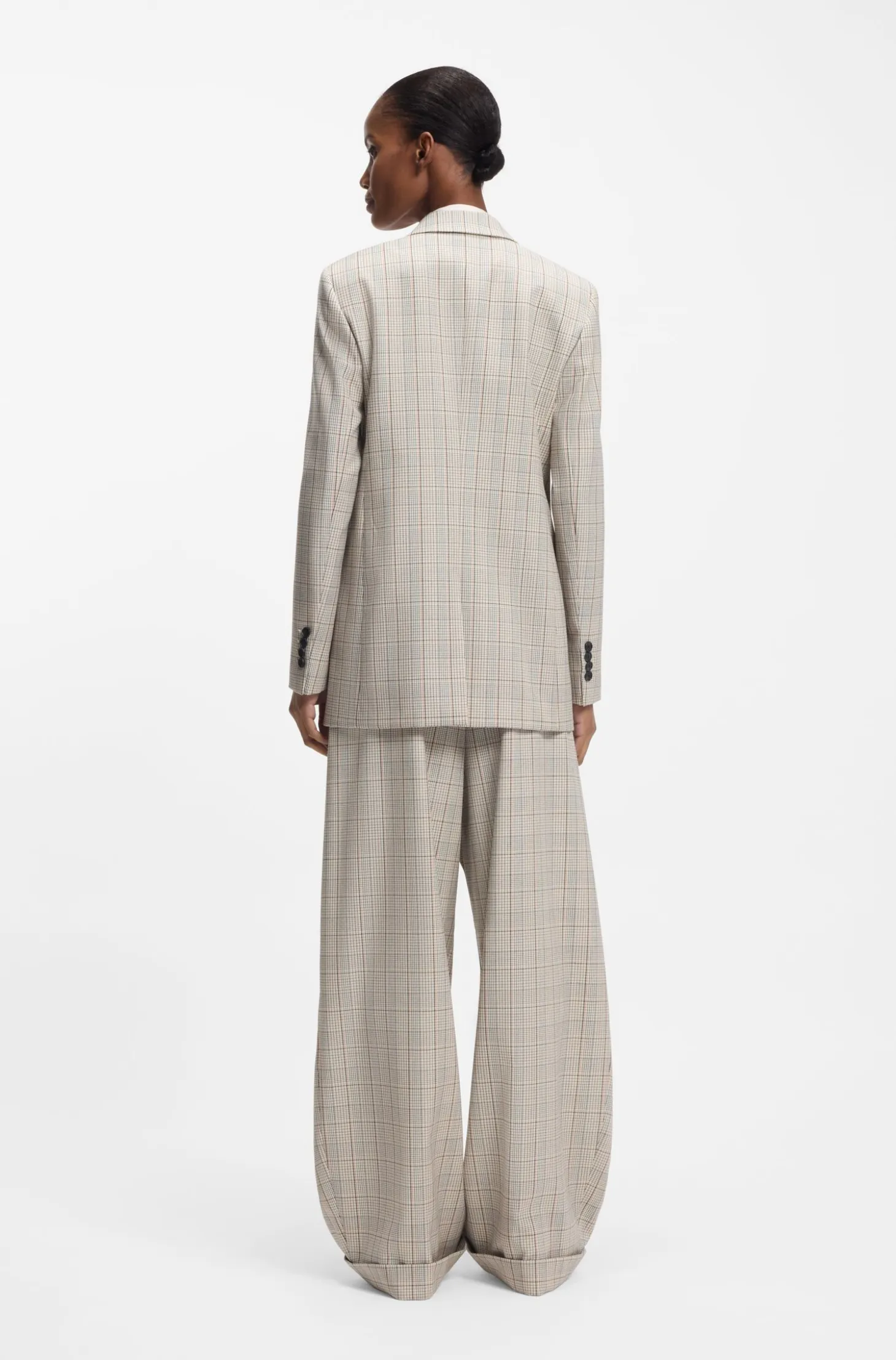 Regular-fit blazer in checked stretch wool