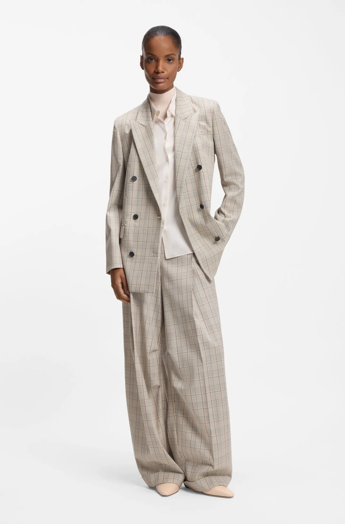 Regular-fit blazer in checked stretch wool