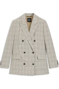 Regular-fit blazer in checked stretch wool
