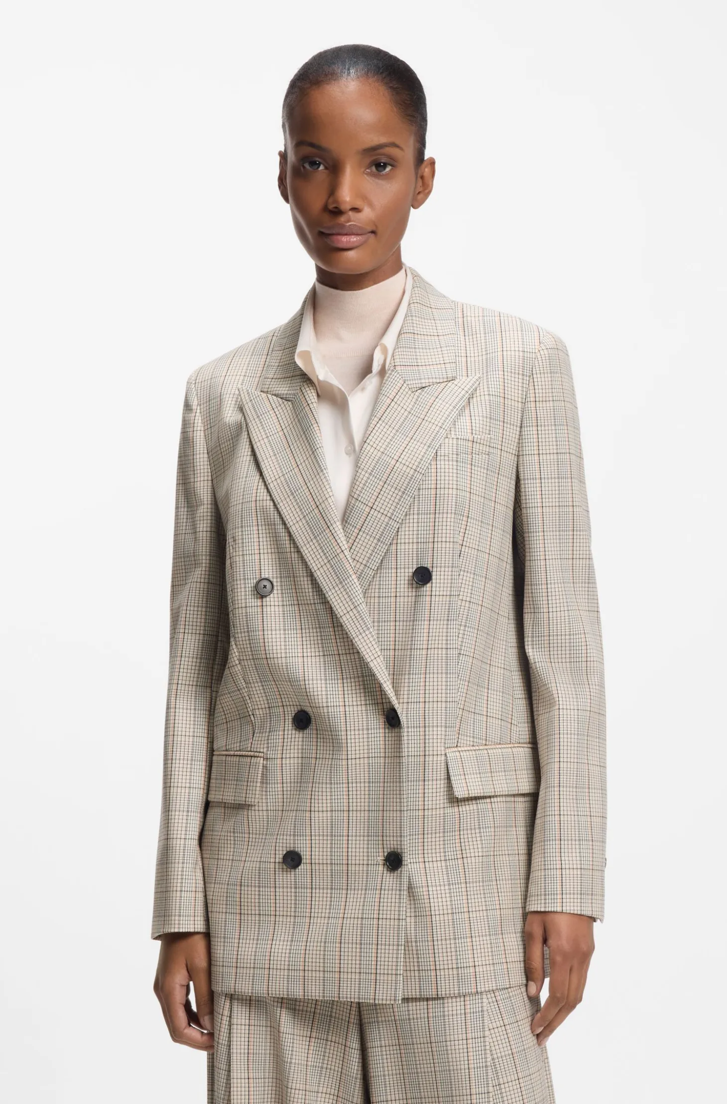 Regular-fit blazer in checked stretch wool
