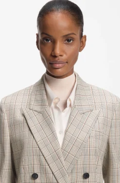 Regular-fit blazer in checked stretch wool