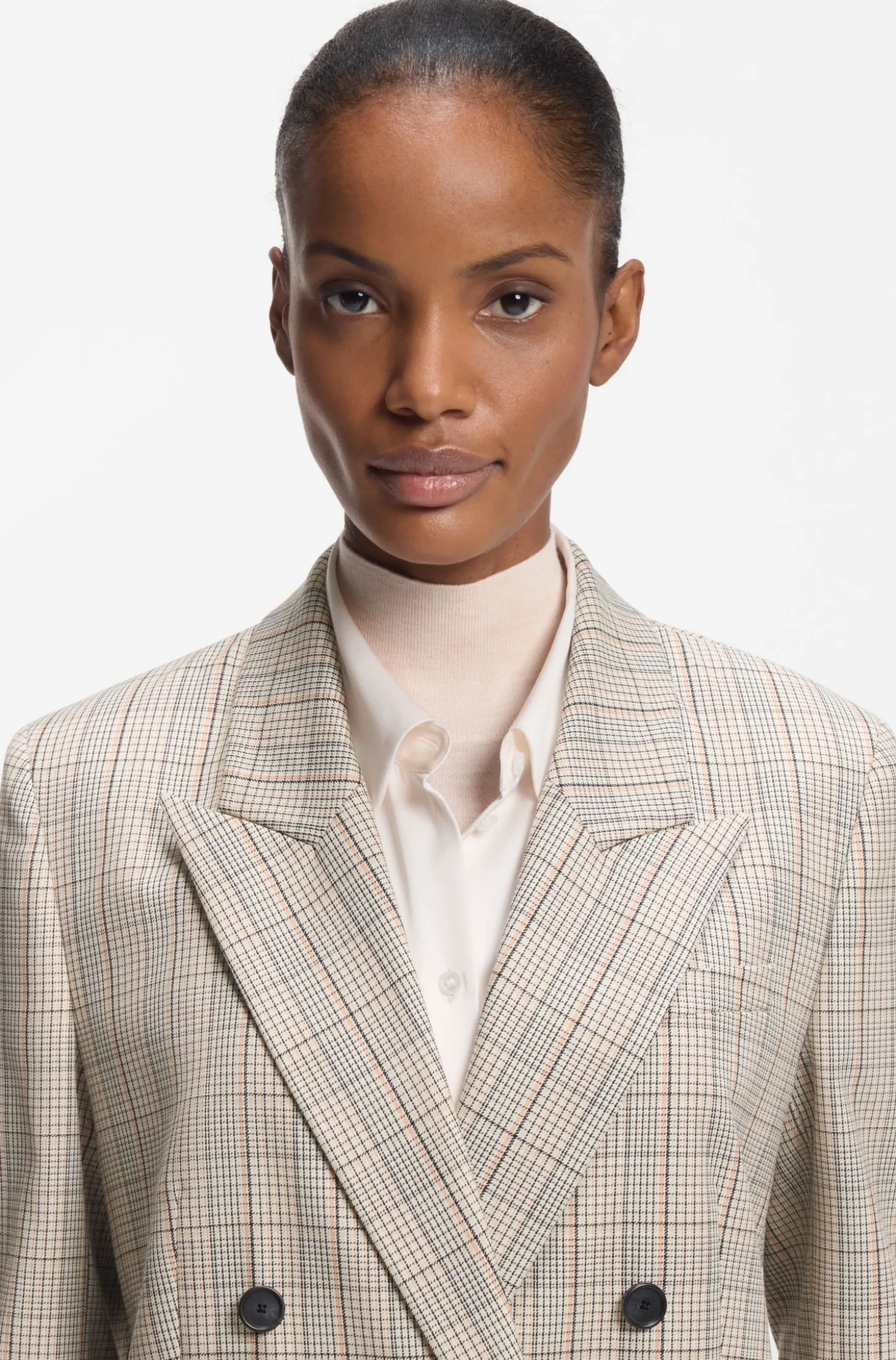 Regular-fit blazer in checked stretch wool