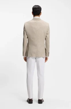 Regular-fit blazer in checked comfort-stretch fabric
