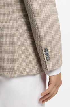 Regular-fit blazer in checked comfort-stretch fabric