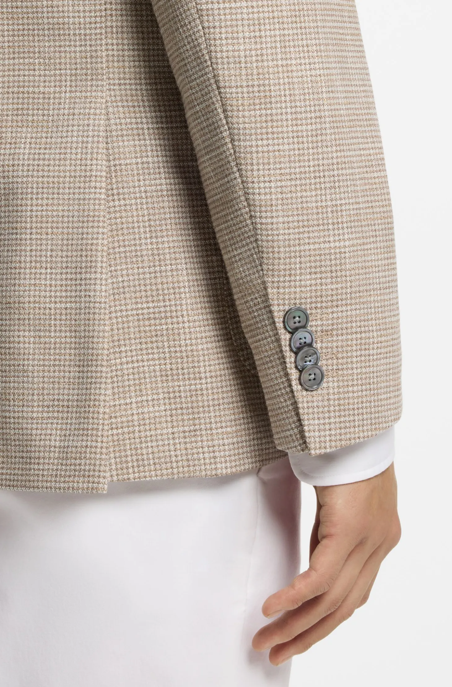 Regular-fit blazer in checked comfort-stretch fabric