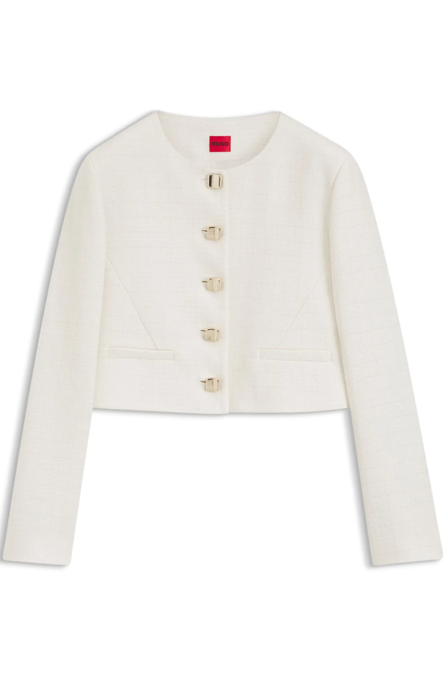 Regular-fit blazer in cotton-blend bouclé