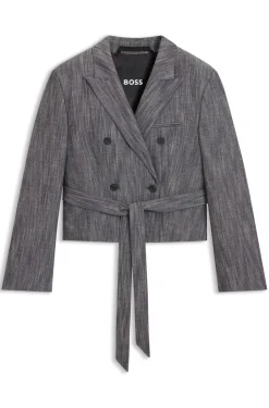 Regular-fit blazer in melange denim