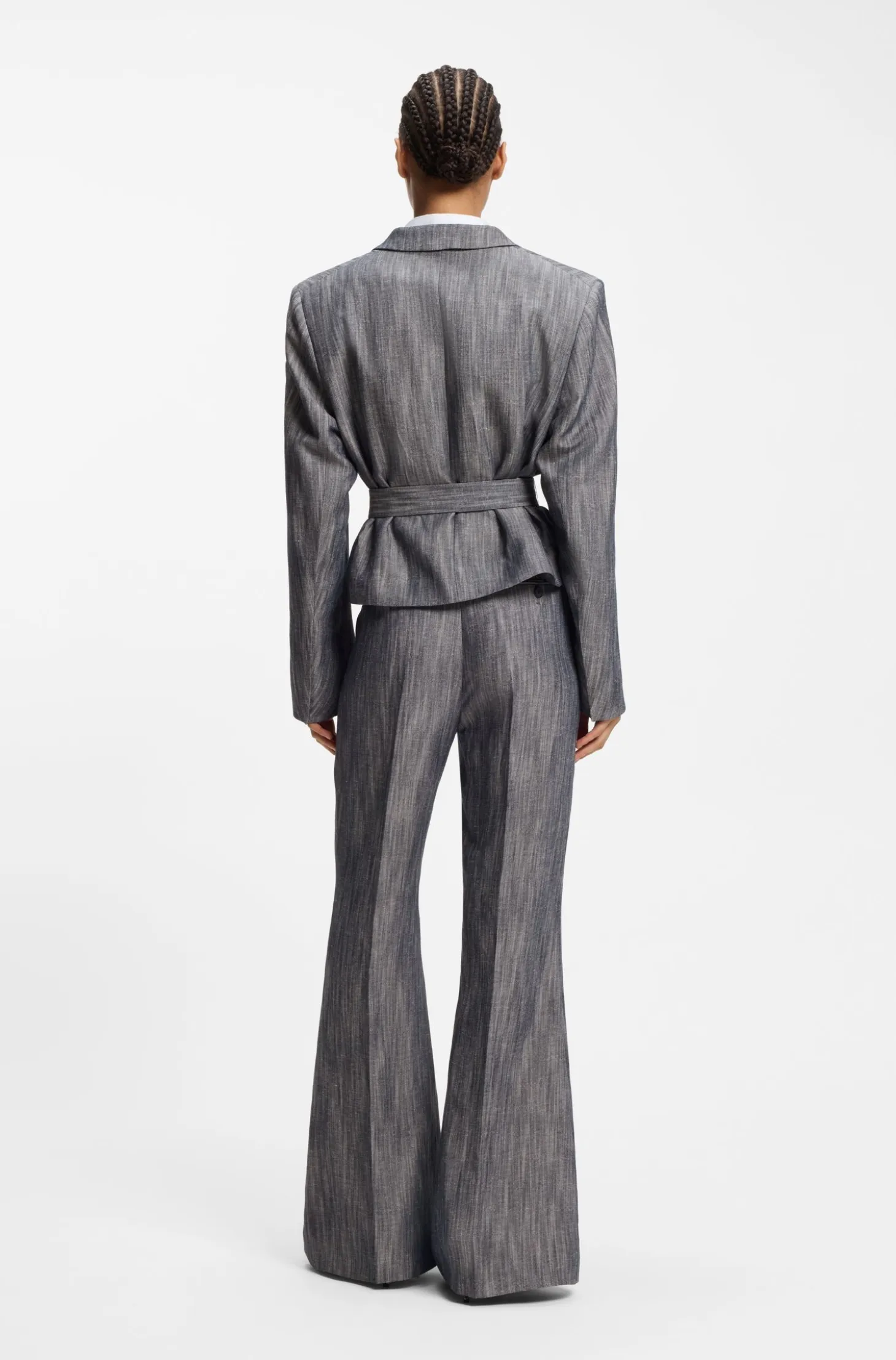 Regular-fit blazer in melange denim