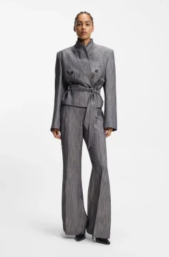 Regular-fit blazer in melange denim