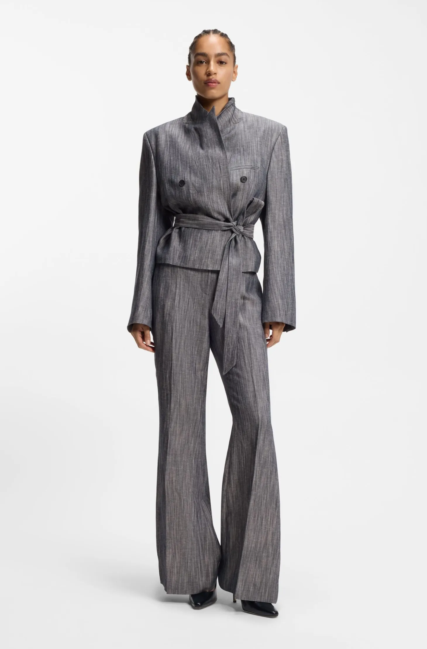 Regular-fit blazer in melange denim