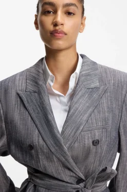 Regular-fit blazer in melange denim