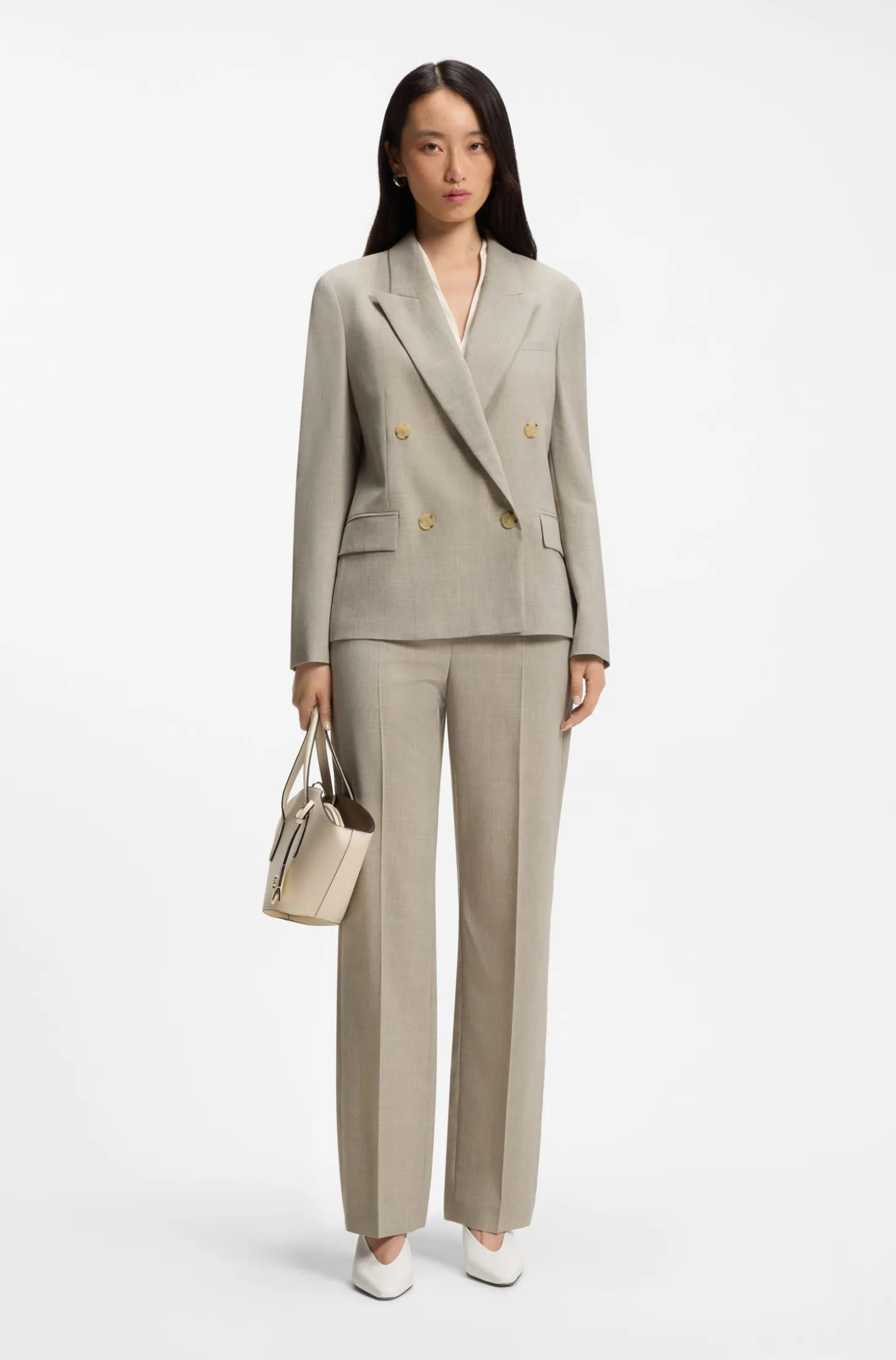 Regular-fit blazer in melange virgin wool