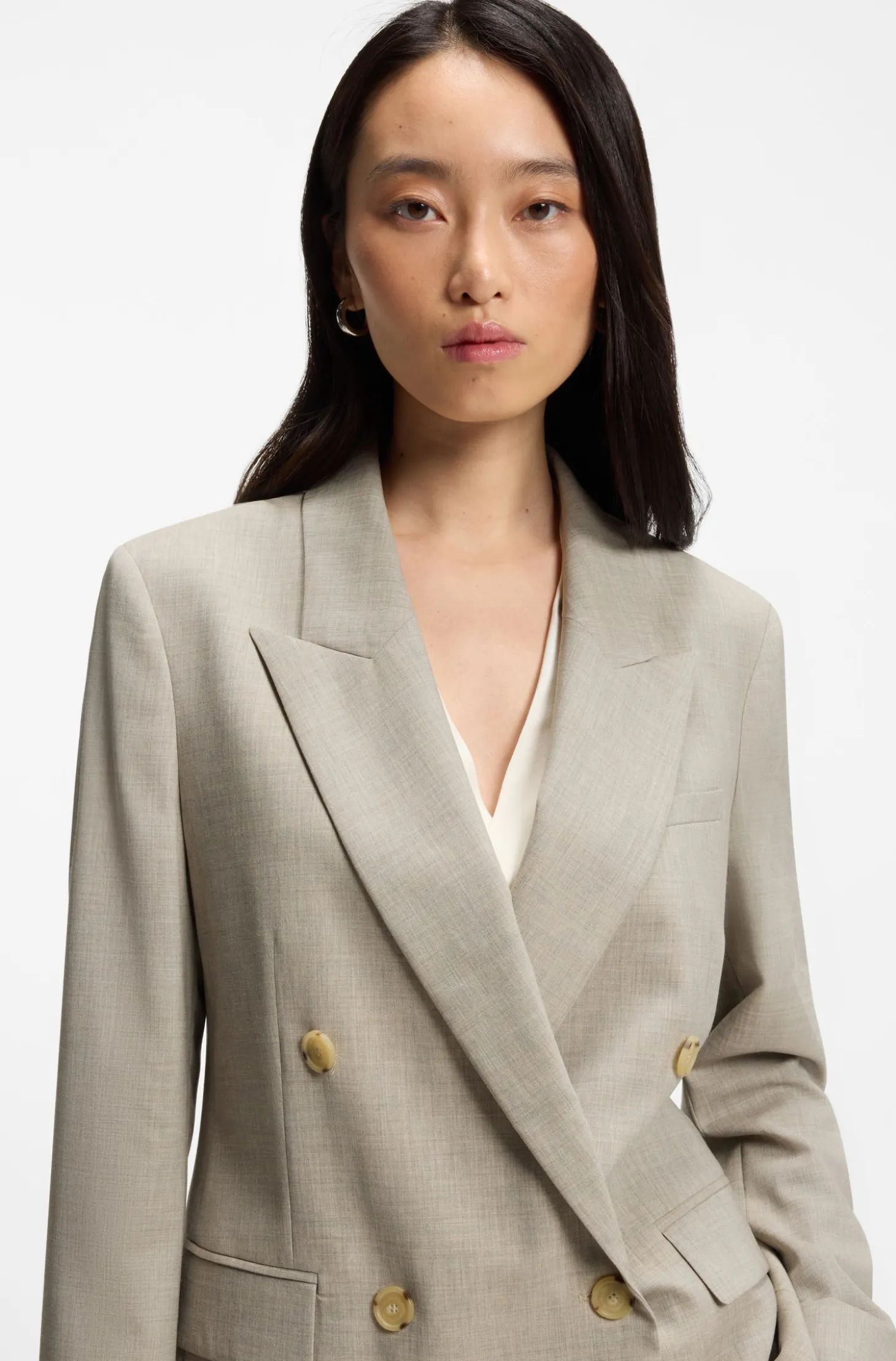 Regular-fit blazer in melange virgin wool