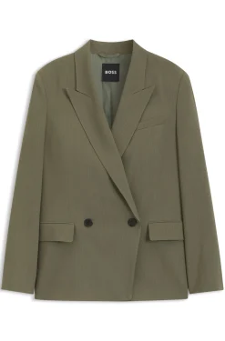 Regular-fit blazer in pinstripe stretch crepe