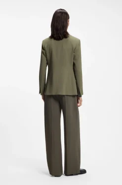 Regular-fit blazer in pinstripe stretch crepe