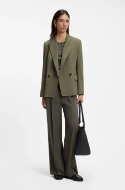 Regular-fit blazer in pinstripe stretch crepe