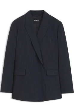 Regular-fit blazer in pinstripe stretch crepe