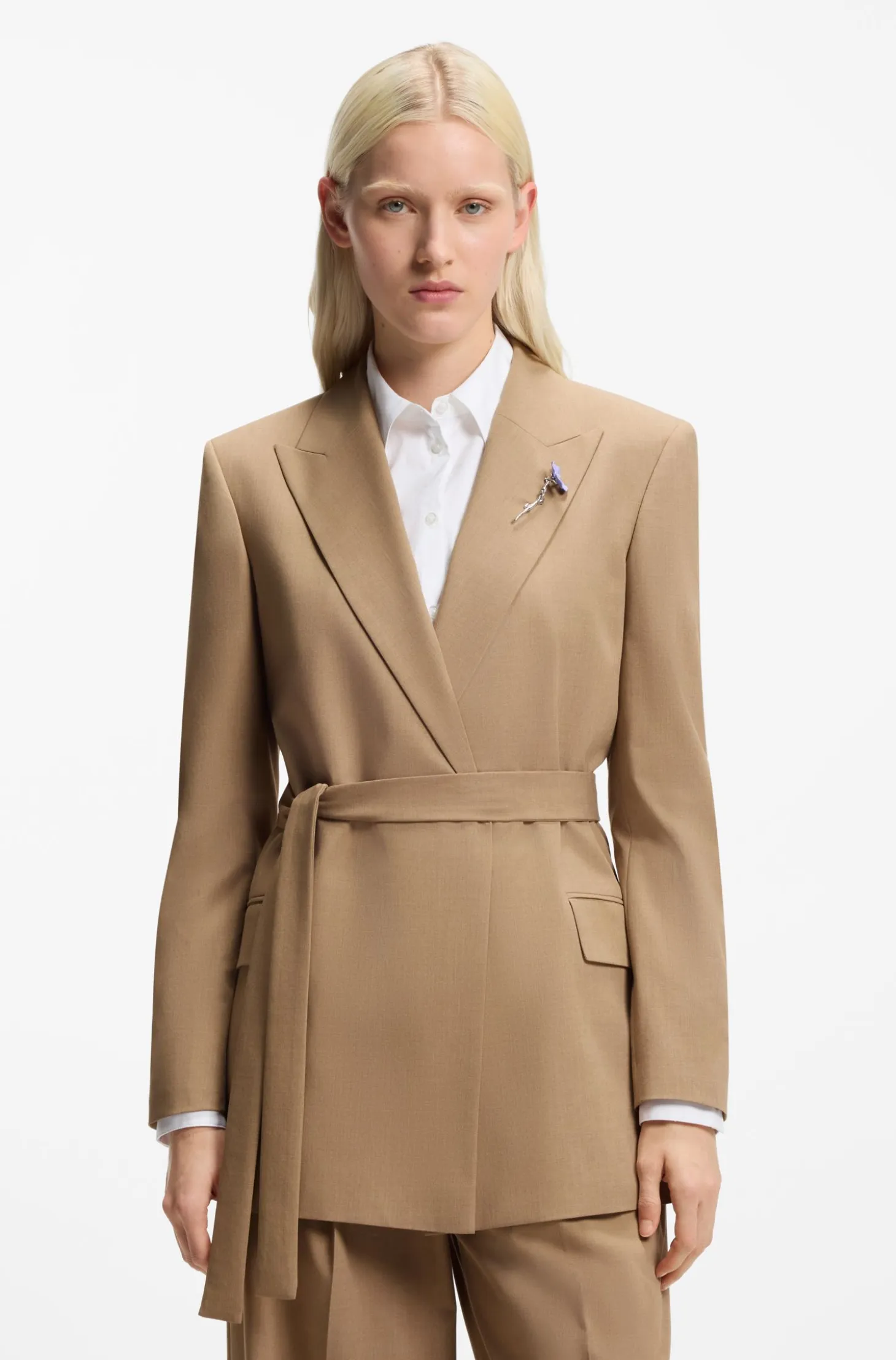 Regular-fit blazer in stretch melange fabric